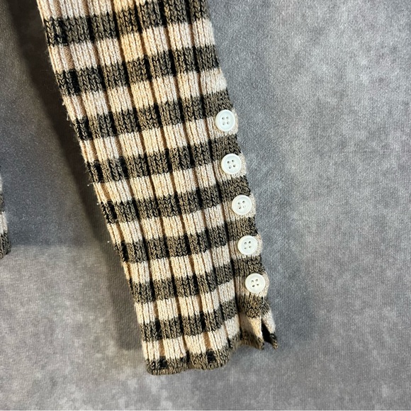 Maeve Anthropologie Pullover Women XS Tan Stripe Turtleneck Sweater Elevated - Picture 2 of 11